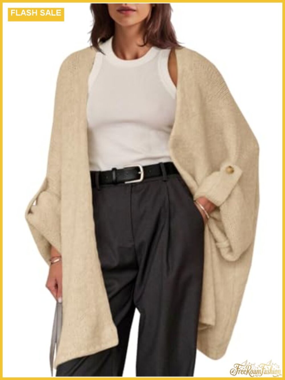 Oversized Chunky Knit Open Front Cardigan Long Sleeve Cozy Fall Sweater Coat